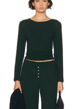 LESET Pointelle Long Sleeve Top